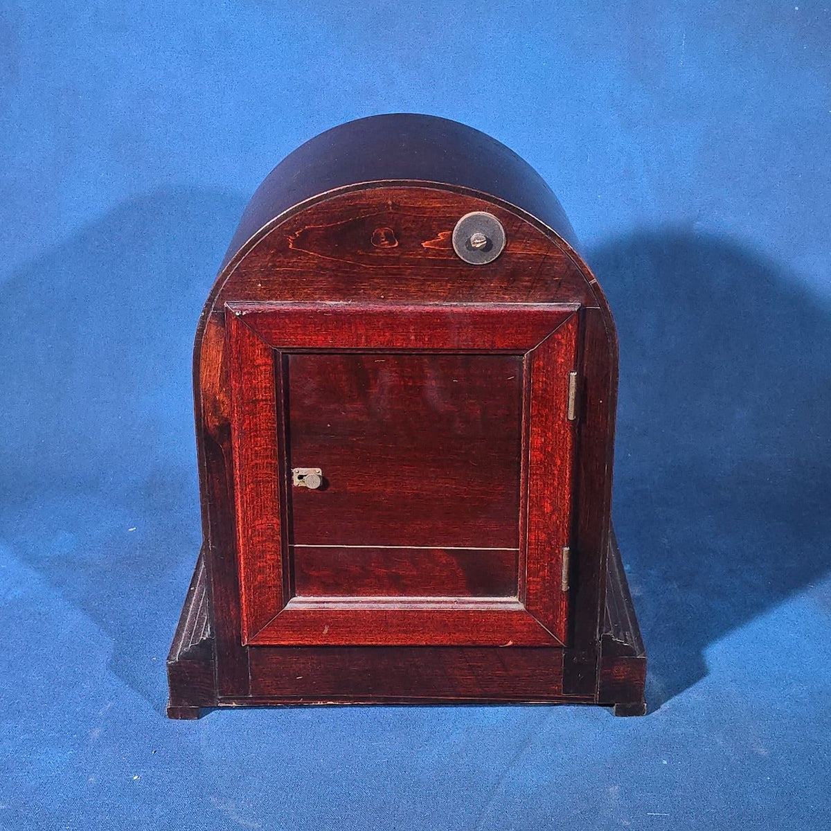 Antique German Mahogany Beehive Mantel Clock with Chime, Manufactured by Junghans, with Key and Pendulum