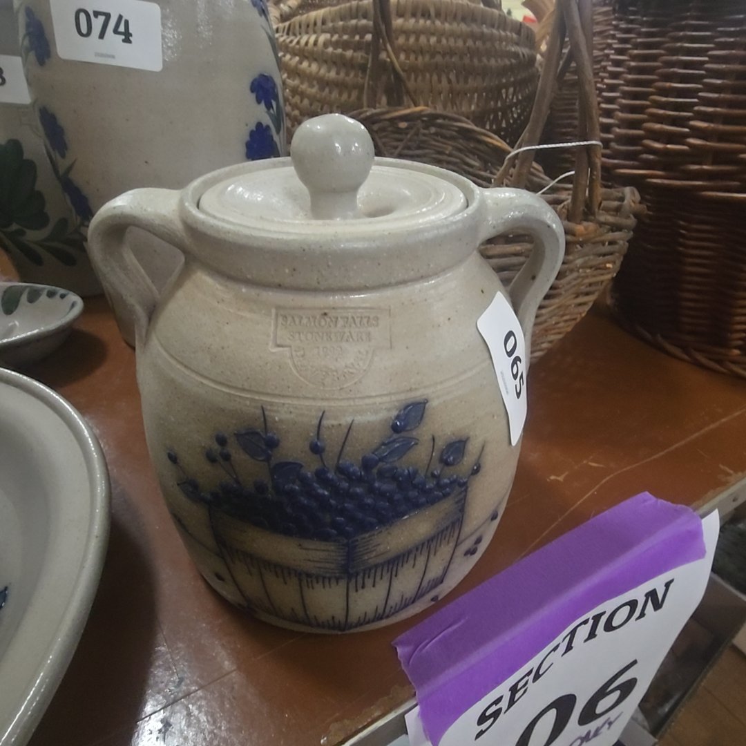Salmon Falls stoneware crock with lid