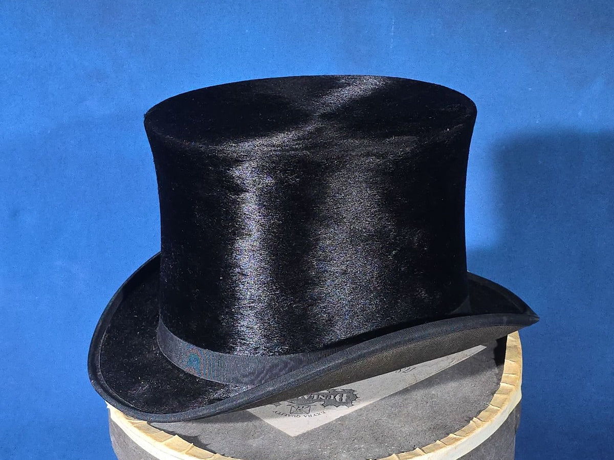 Antique Beaver Skin Top Hat, Retailed by Jacob Reed's Sons, Philadelphia, Pennsylvania, in Dunlap & Co. Hatters Hat Box