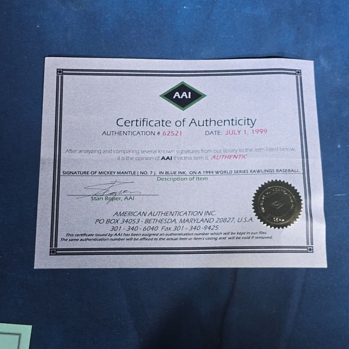 Vintage Mickey Mantle "No. 7" Signed 1994 World Series Rawlings Baseball with Two Certificates of Authenticity