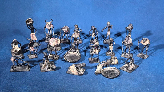 Grouping of 24 Vintage West African Iron Figurines with Painted Details and Provenance Note