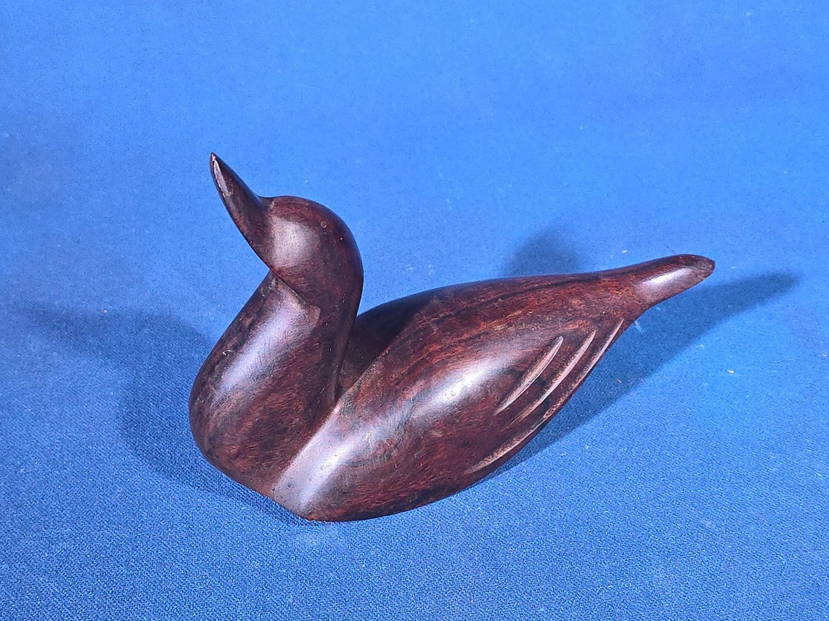 Trio of Vintage Carved Wood Duck Figures including One Painted and Signed Capt. Harry Jobes