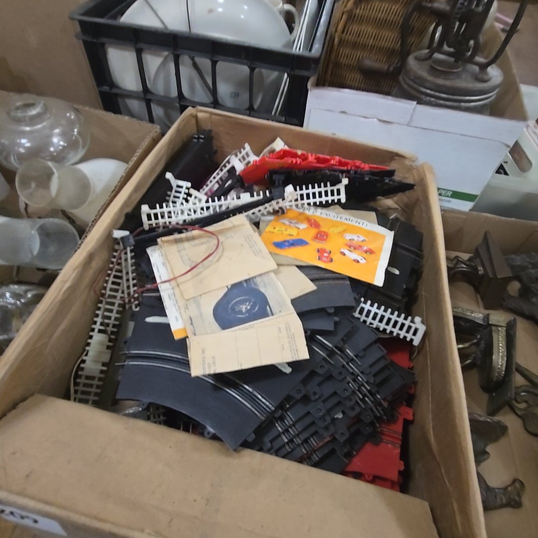 box lot with plastic Train toys
