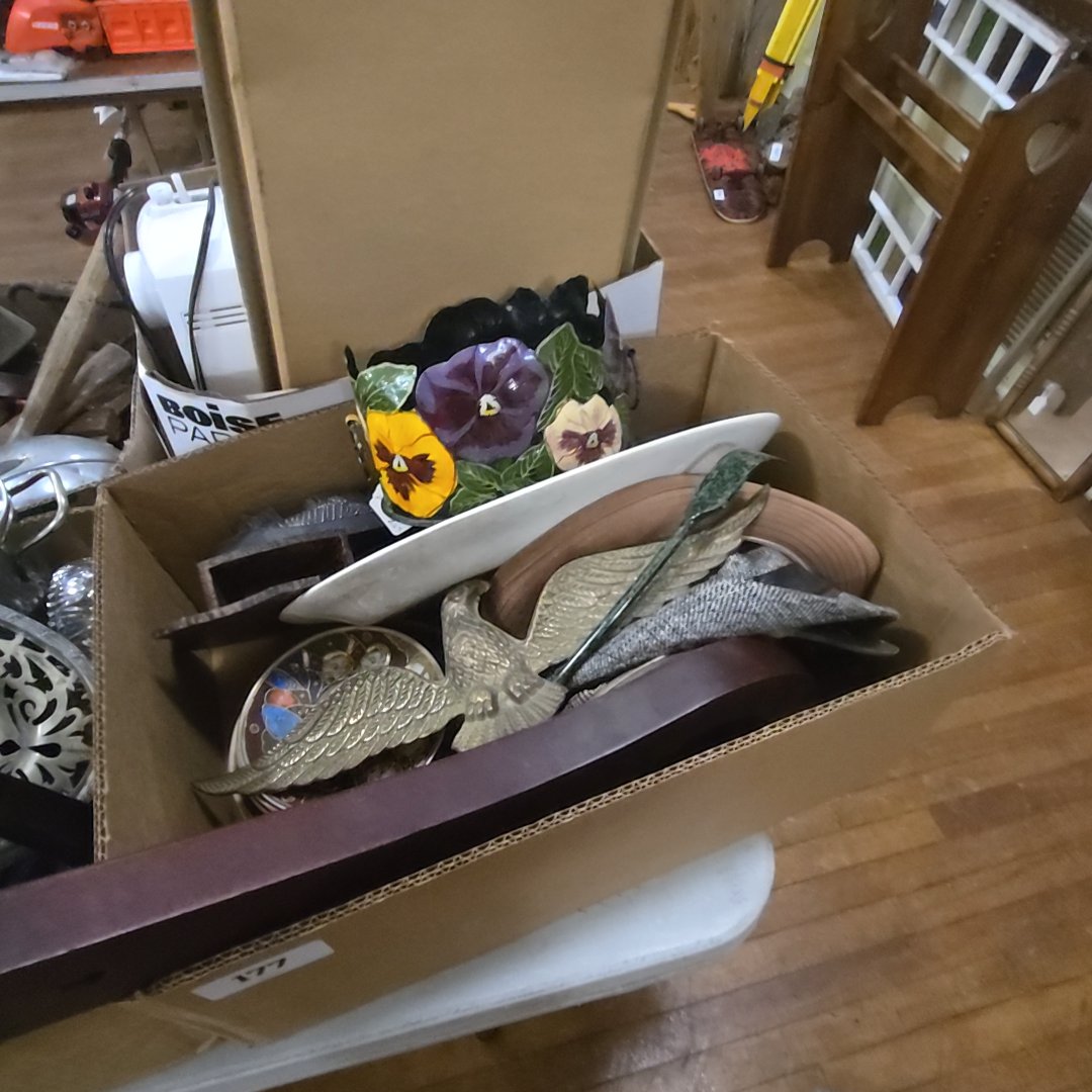 box lot with barometer Eagle China and more