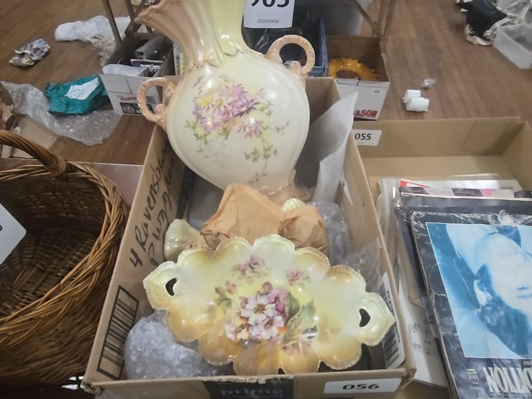box lot of pottery including beleek