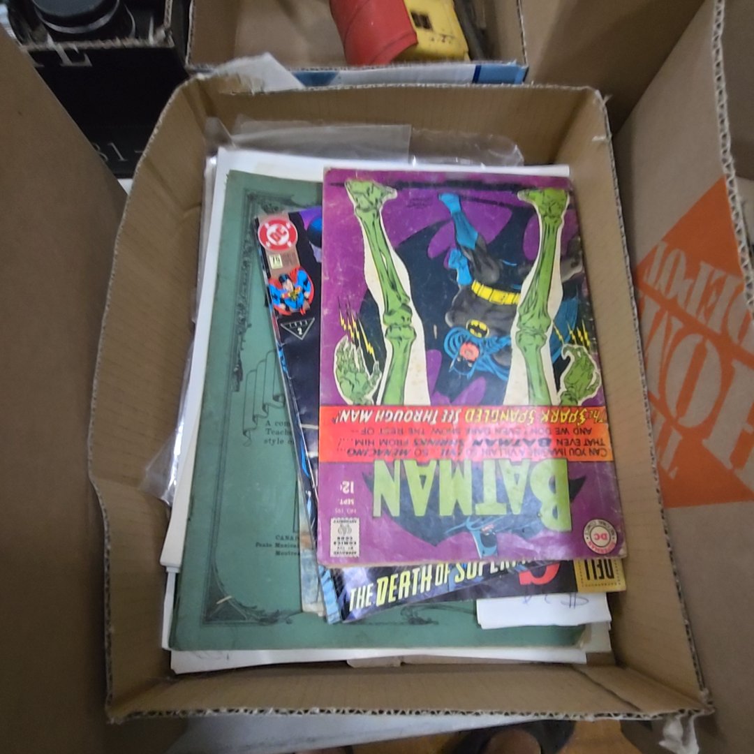 box lot of ephemera including comic books and more
