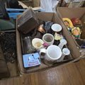 Lot 180 - Box Lot of Miscellaneous Metals and Glassware Including Book Stand