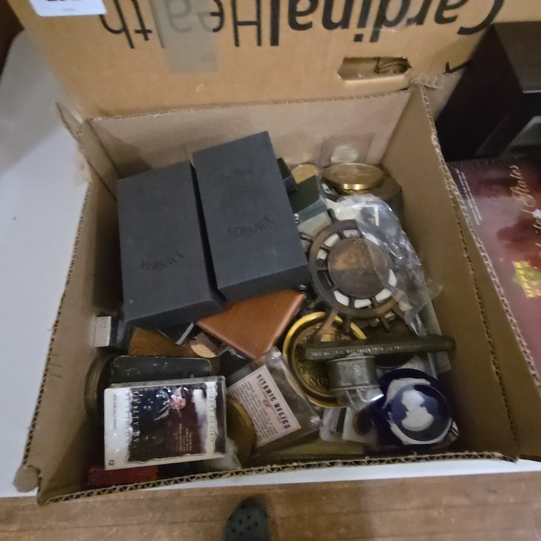 box lot of miscellaneous Collectibles including Versace