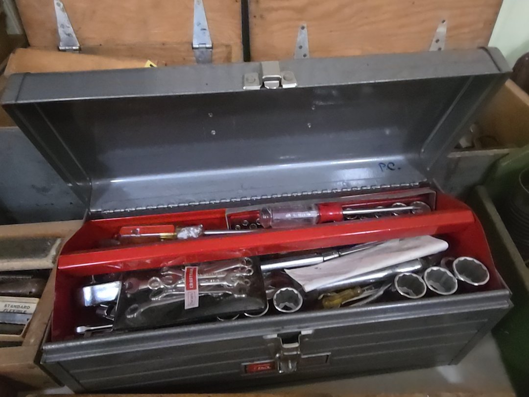 metal Craftsman toolbox with inner till in Contents with screwdrivers sockets and more