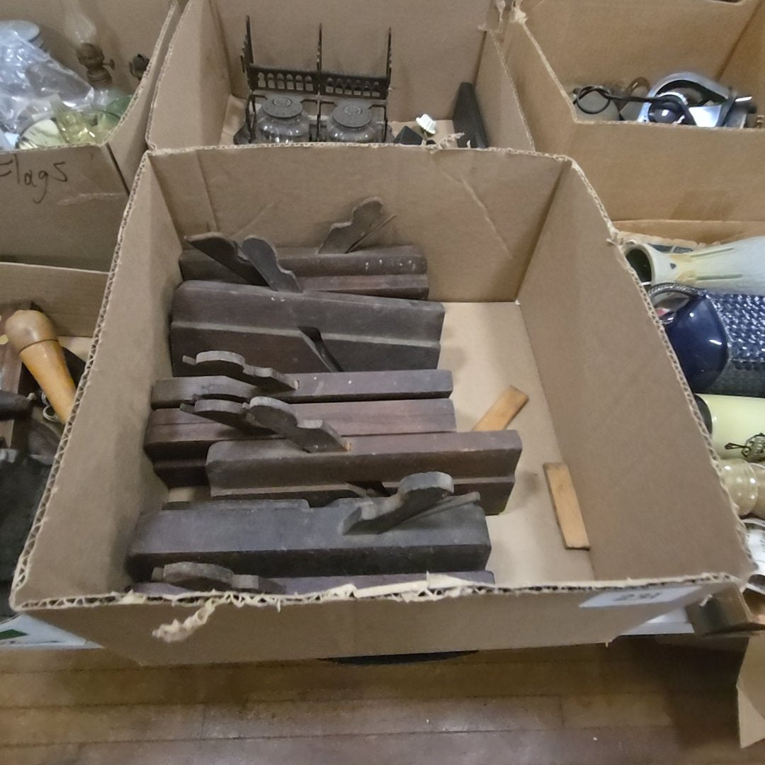 box lot of antique wood planes