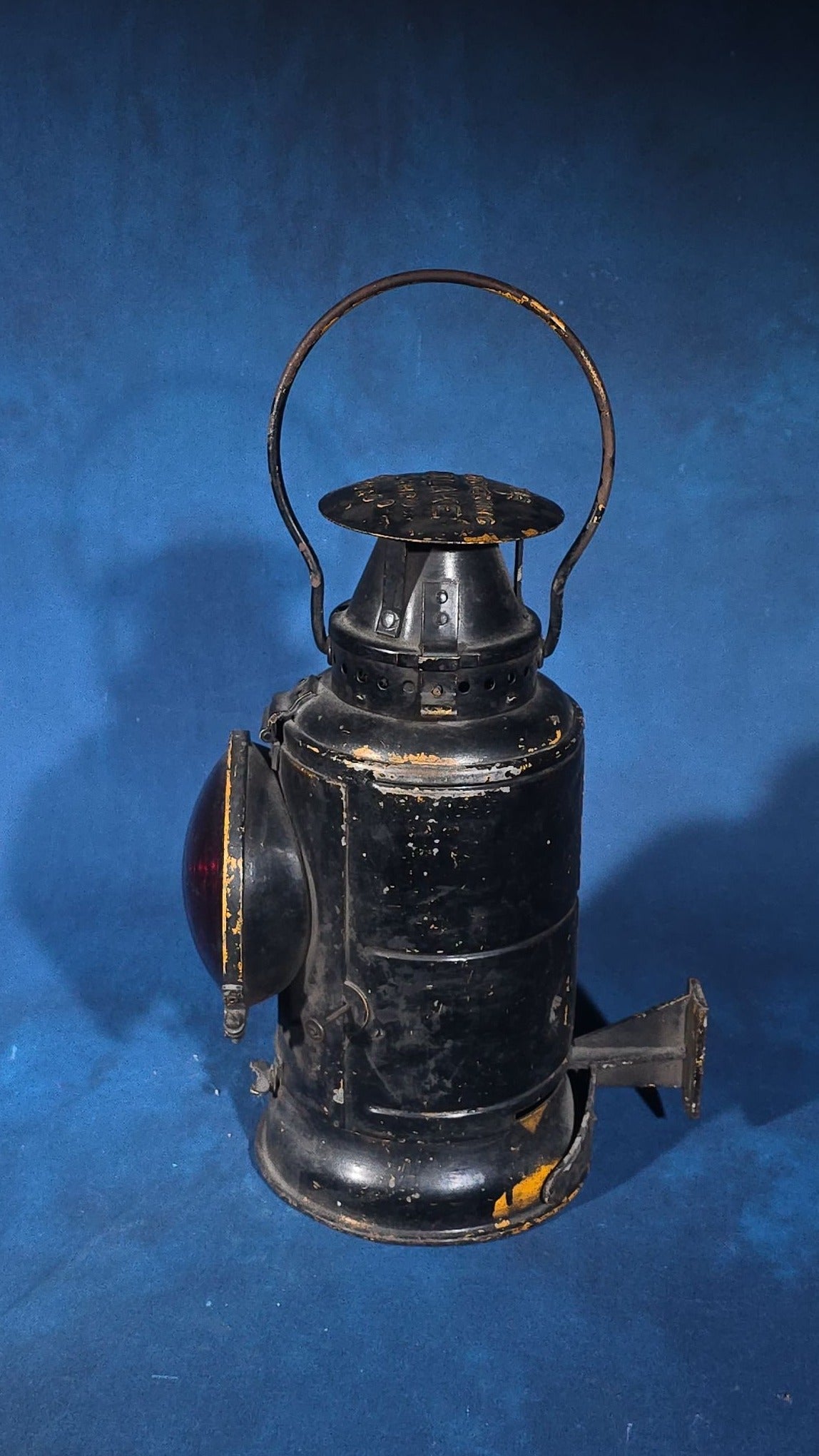 Antique Pennsylvania Railroad Non-Sweating Adlake Railroad Lamp with Red Lens, Manufactured by Adlake, Chicago, Illinois