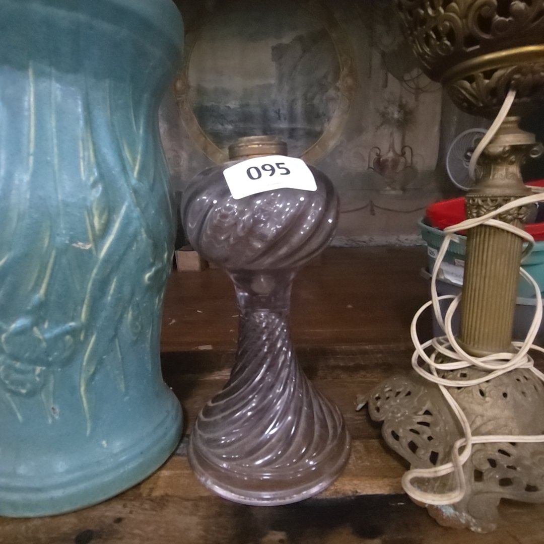 antique spiral glass purple kerosene lamp font