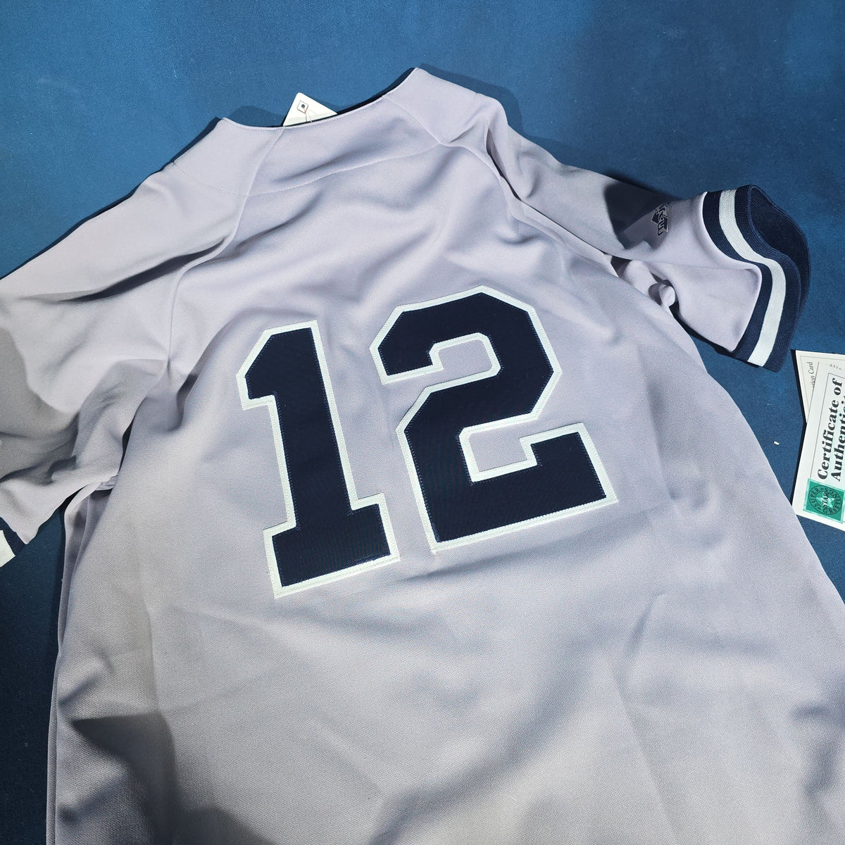 Vintage Roger Clemens Signed New York Yankees #12 Away Jersey with Upper Deck and Super Star Greetings Certificates of Authenticity