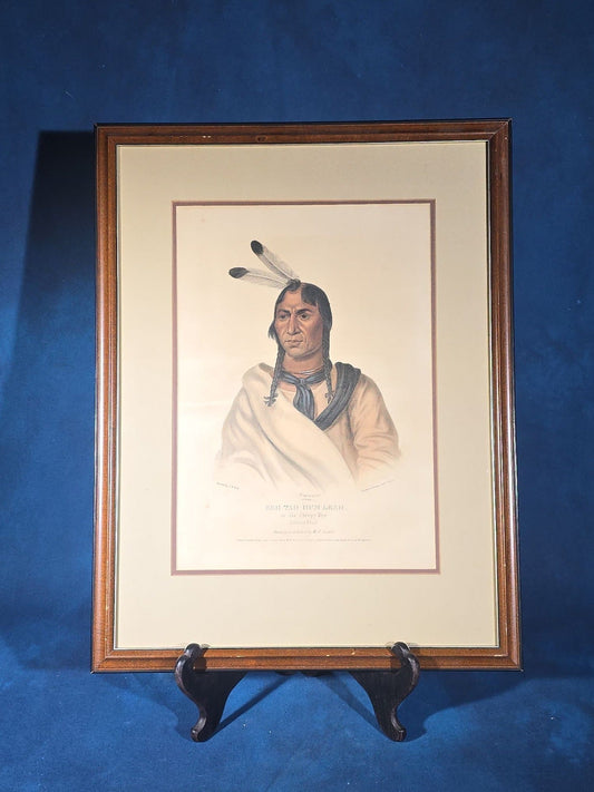 Antique Hand-Colored Lithograph Print, "Esh-Tah-Hum-Leah, or the Sleepy Eye, A Sioux Chief," Painted by C.B. King, Lehman & Duval Lithographers, Published by E.C. Biddle, Philadelphia, Pennsylvania, 1836