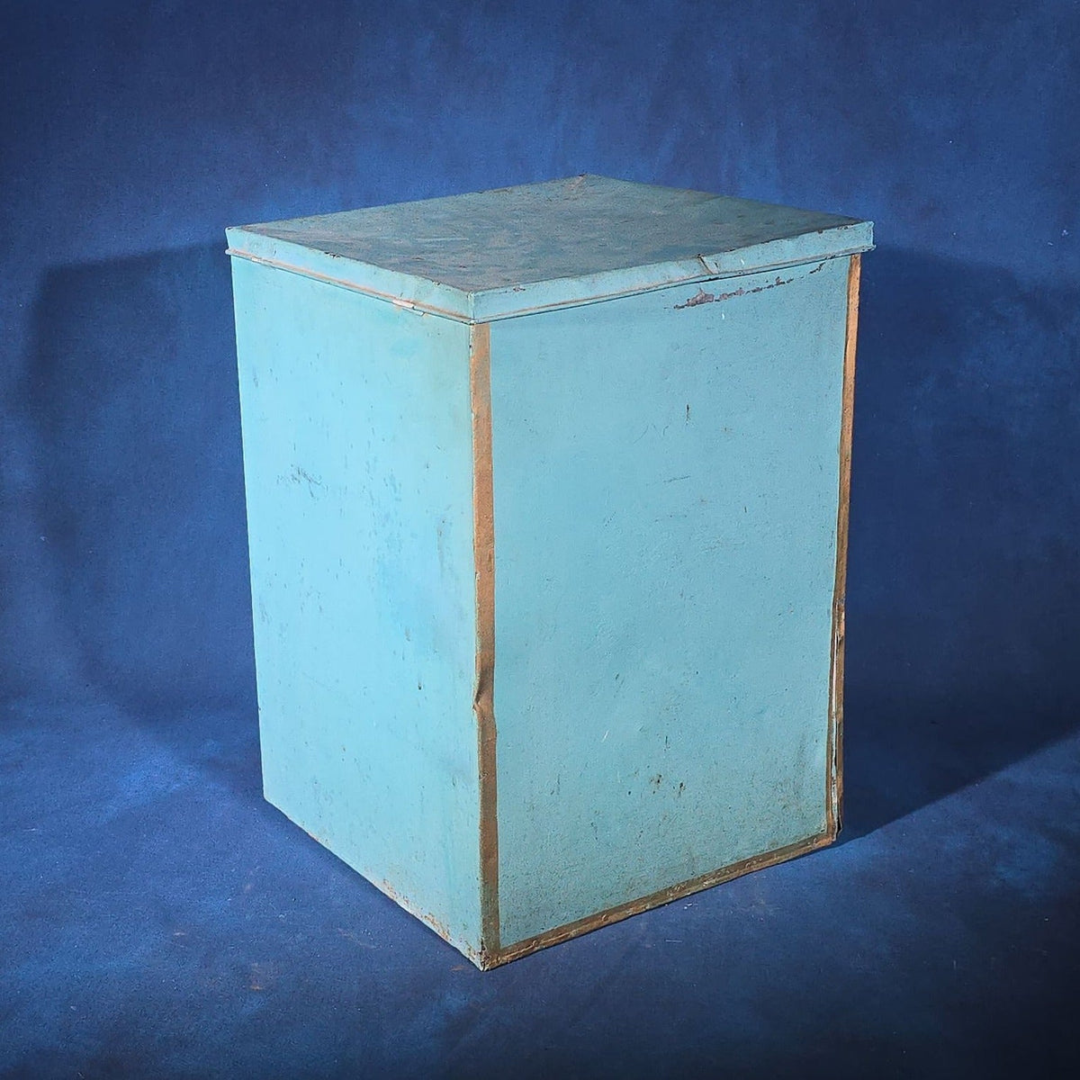 Antique O.G. Java Tin Lithograph Coffee Bin with Harbor Scene
