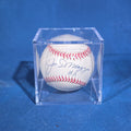 Lot 084 - Vintage Joe Dimaggio #5 Signed Rawlings Official American League Baseball in Acrylic Display Cube