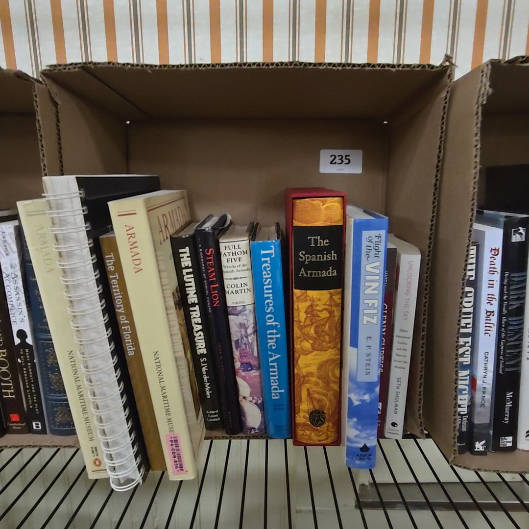 box lot of books, Spanish Armada and more