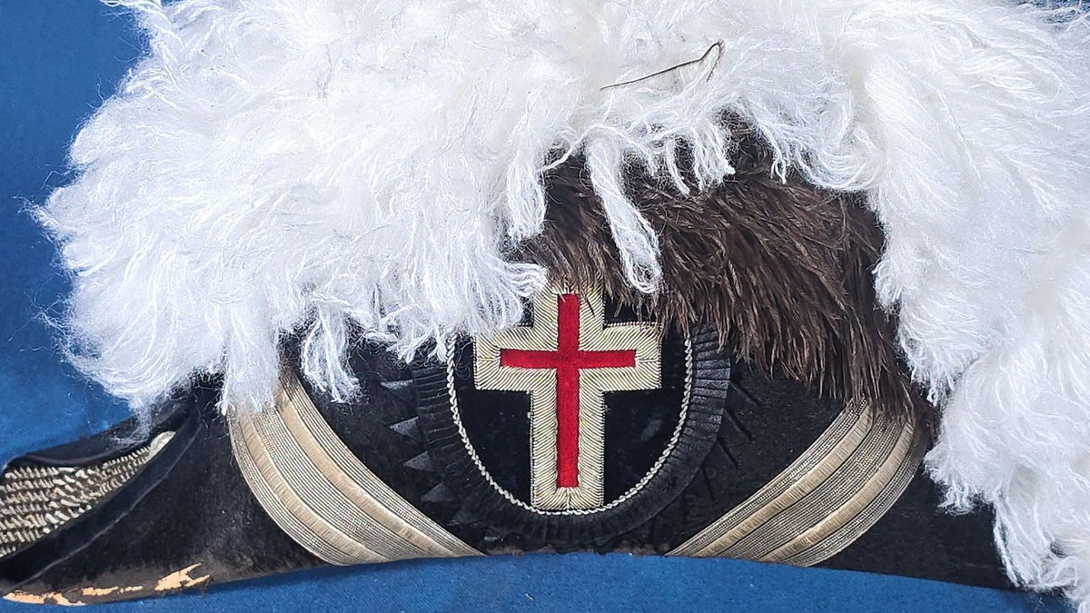 Antique Knights Templar Masonic Chapeau Hat, Manufactured by The M.C. Lilley & Co., Columbus, Ohio, Named to H.E. Southworth