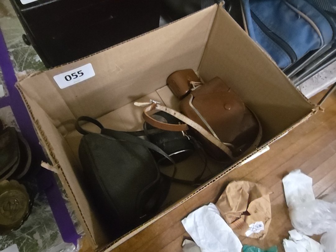 box lot with cameras and accessories