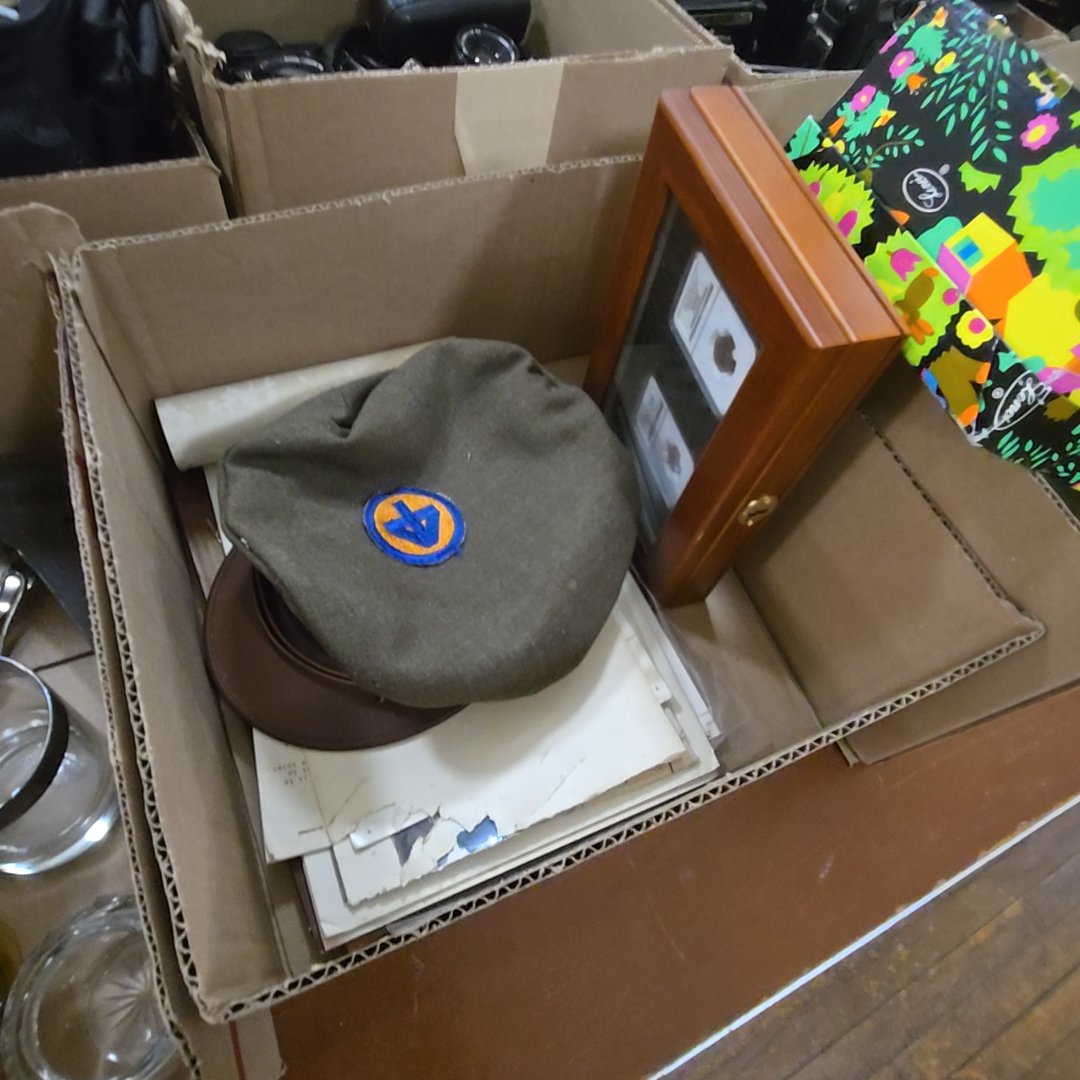 military box lot with graded pennies