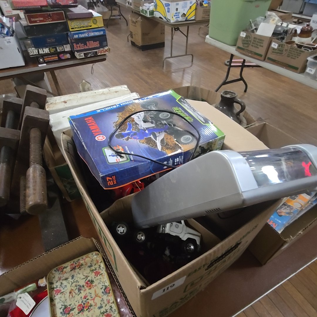 box lot of modern toys and RC cars