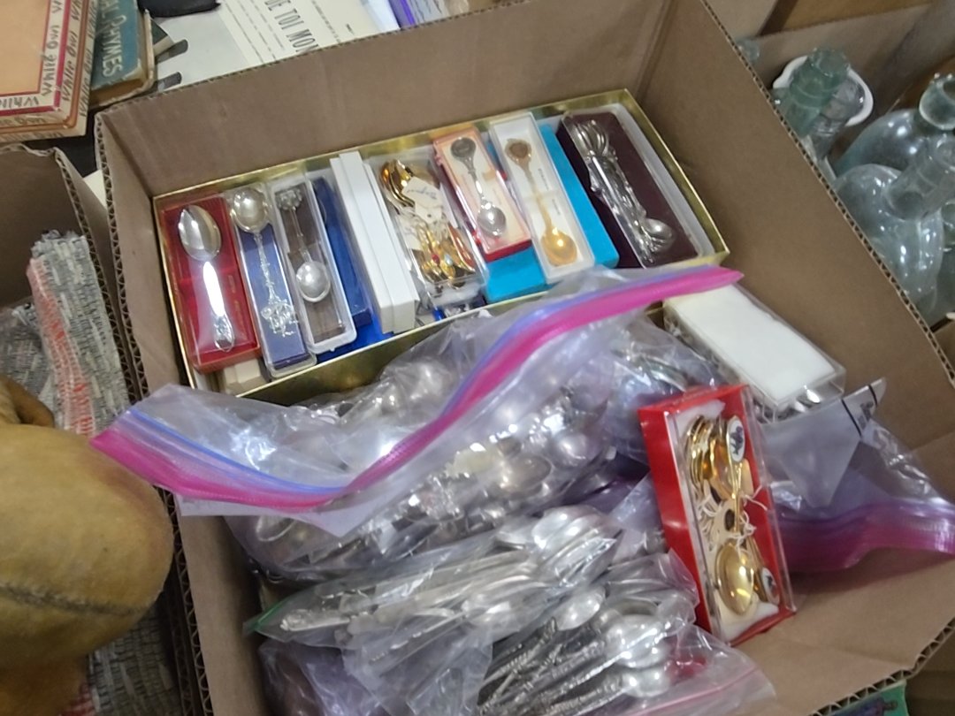 generous box lot of commemorative mini spoons