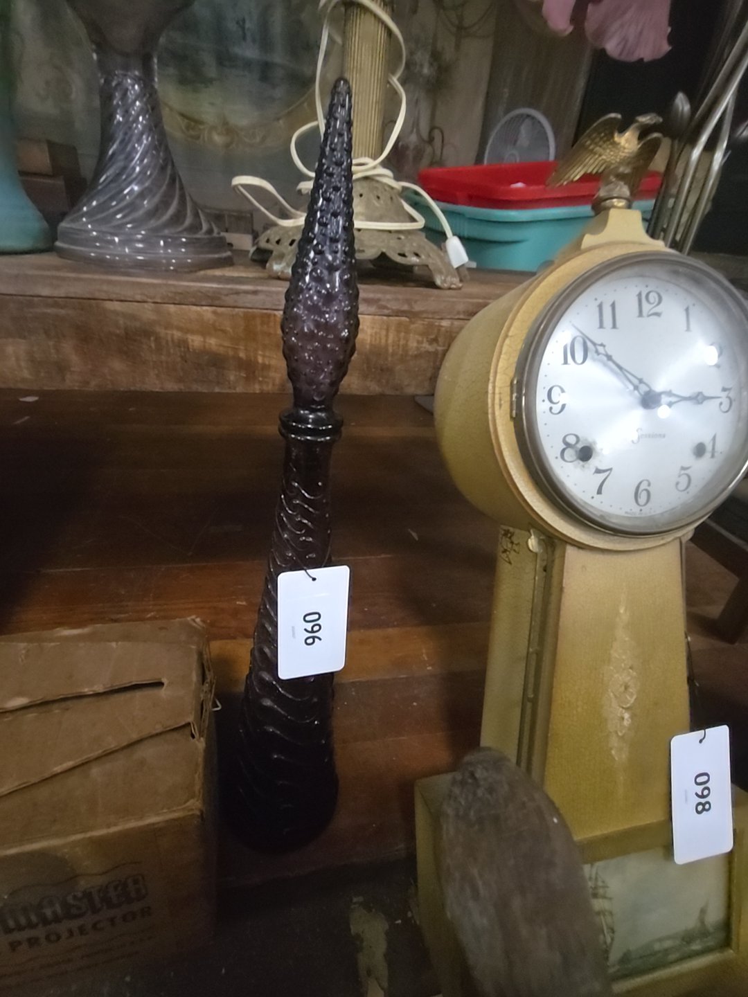 tall purple art glass bottle with Stopper