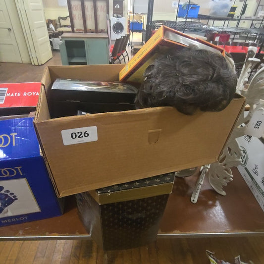 lot with wigs Chinese box and more including hat box
