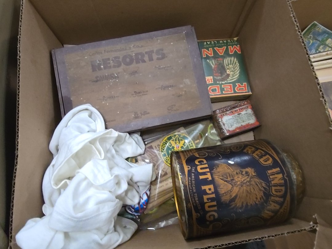 Box lot with advertising scouting and signed America shirt