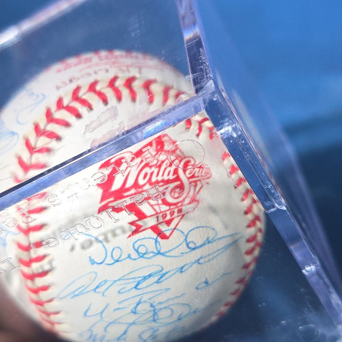 Vintage 1998 New York Yankees Team-Signed Rawlings Official World Series Baseball in BallQube Display Case with Certificate of Authenticity