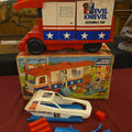 Lot 187 - Vintage Evel Knievel Scramble Van Toy with Accessories and Original Box, Manufactured by Ideal Toy Corp., Hollis, New York, 1973, 17" L