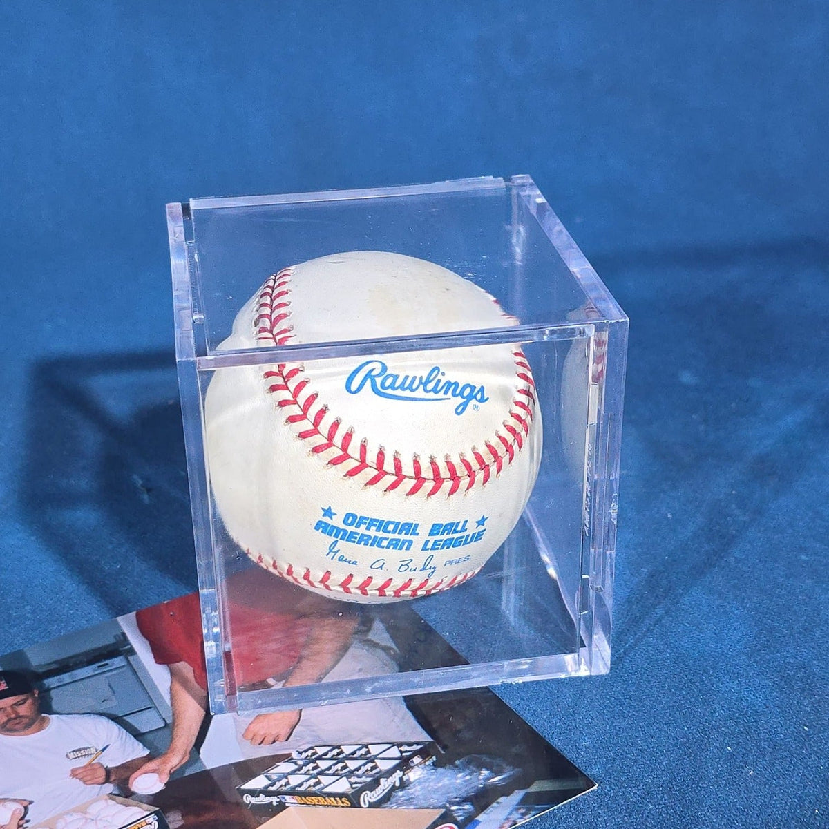 Vintage David Wells Signed Rawlings American League Baseball Inscribed "P.G. 5.17.98" with Signing Photograph, New York Yankees