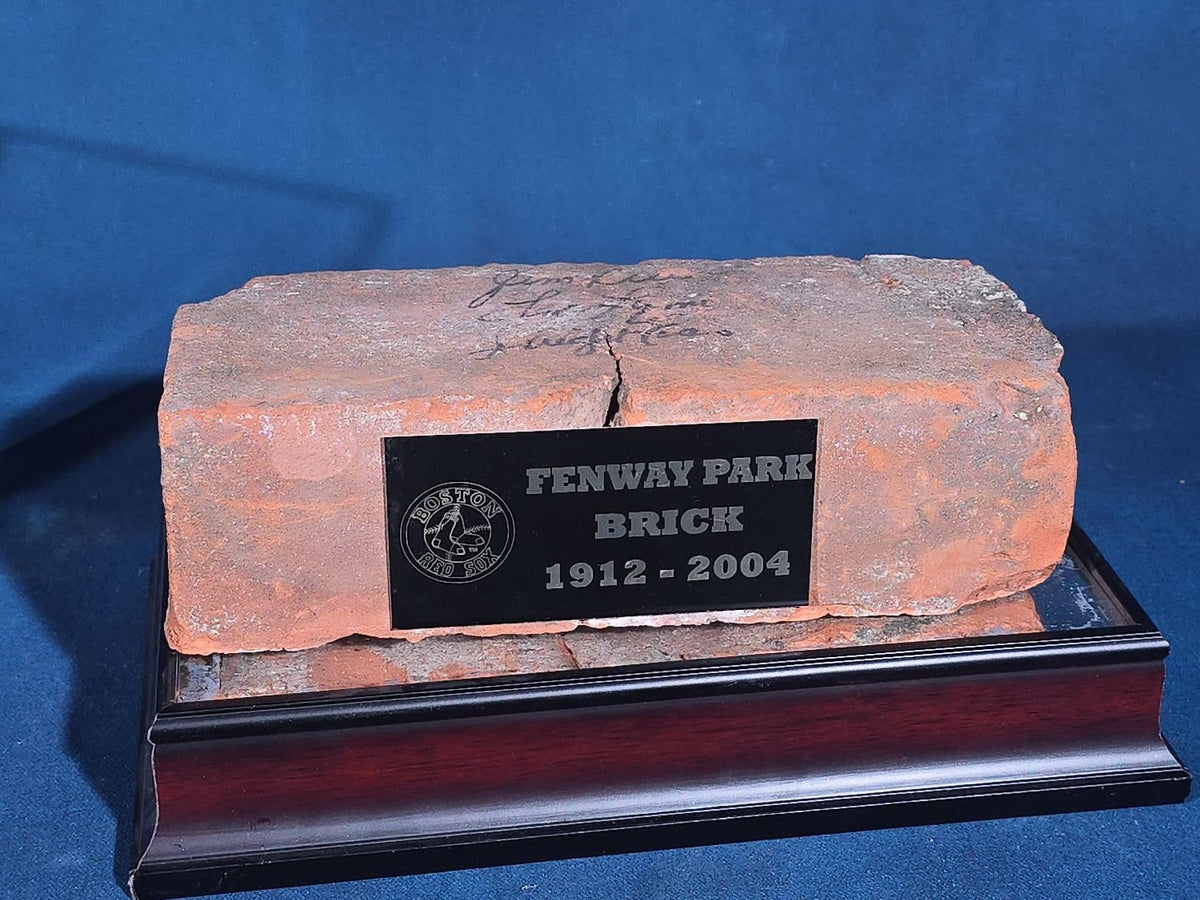 Vintage Fenway Park Brick Signed by Jim Rice, Fred Lynn, and Dwight Evans with PSA/DNA Letter of Authenticity, in Display Case