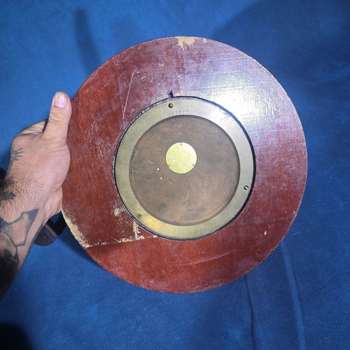 Vintage Chelsea Ship's Bell Clock on Wooden Shield Mount, Serial Number 313872