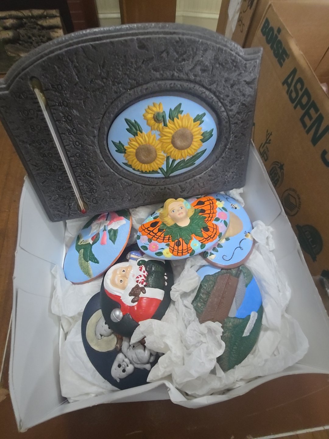 box lot of modern painted Pottery decor