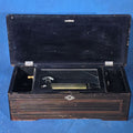 Lot 096 - Antique Swiss Cylinder Music Box in Inlaid Wood Case, 18-1/2" L
