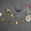 Lot 147 - Grouping of Vintage and Modern Jewelry Pieces Including Two 14k Gold Pieces at 2.29 Grams Total Weight, One 10k Gold Piece at 0.99 Grams Total Weight, Sterling Silver Ring, Gold-Filled, and Costume Pieces
