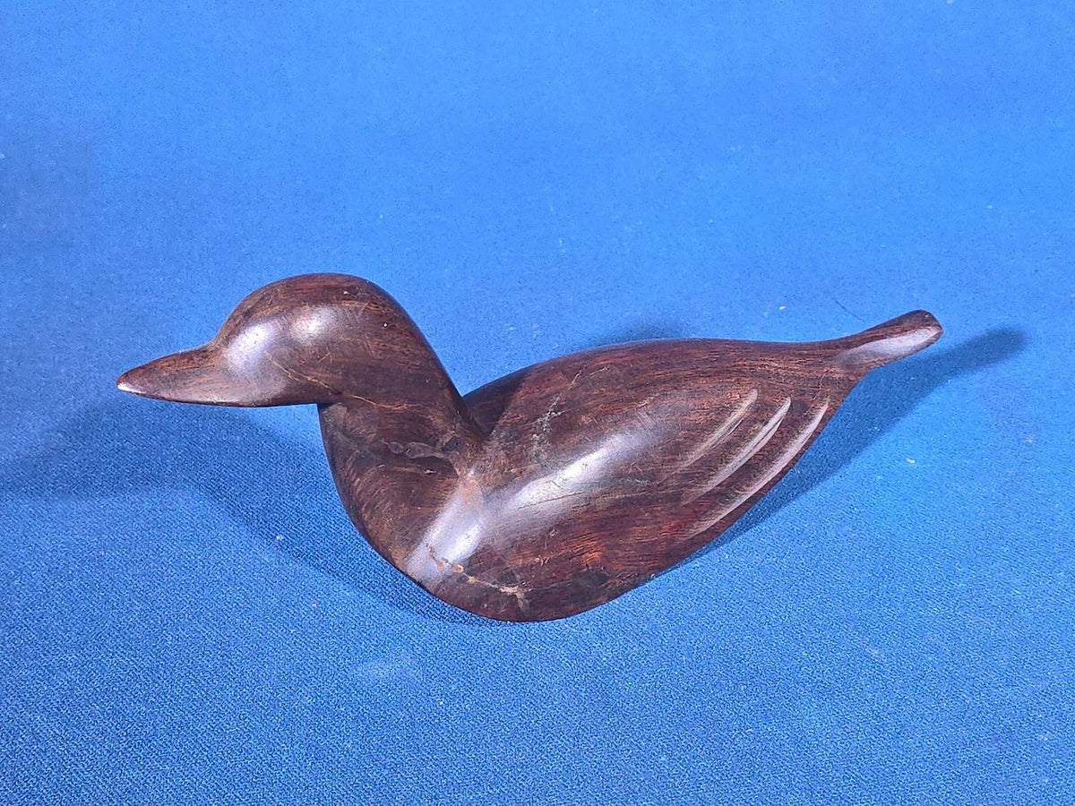 Trio of Vintage Carved Wood Duck Figures including One Painted and Signed Capt. Harry Jobes
