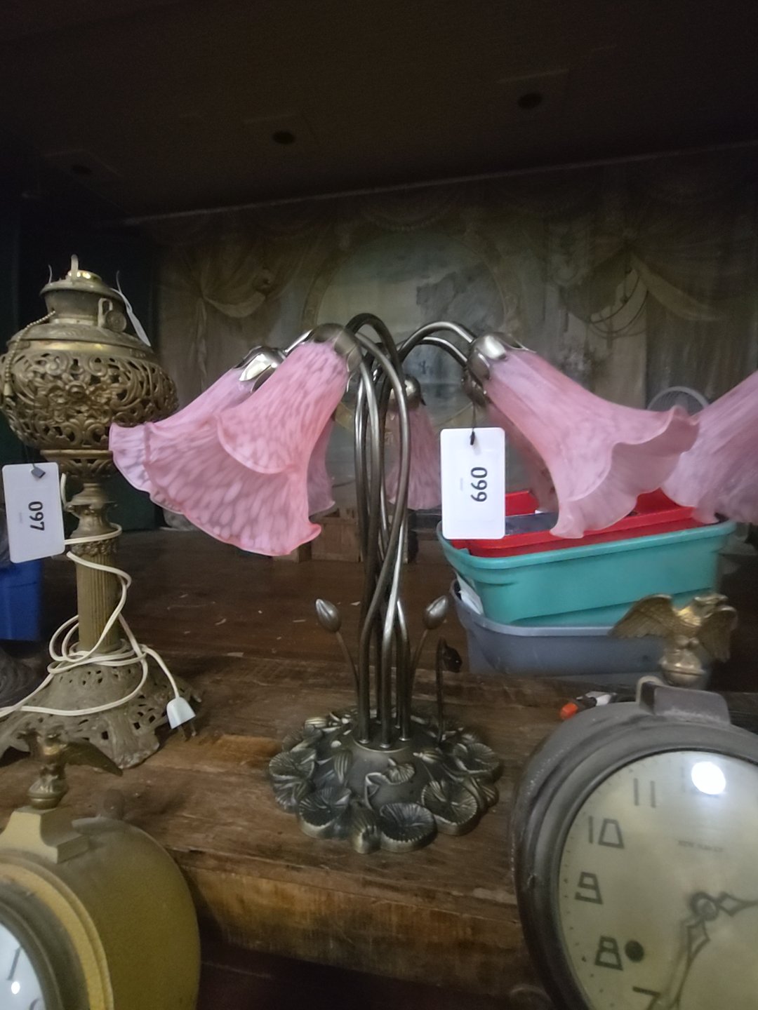 modern lamp with pink tulip shades