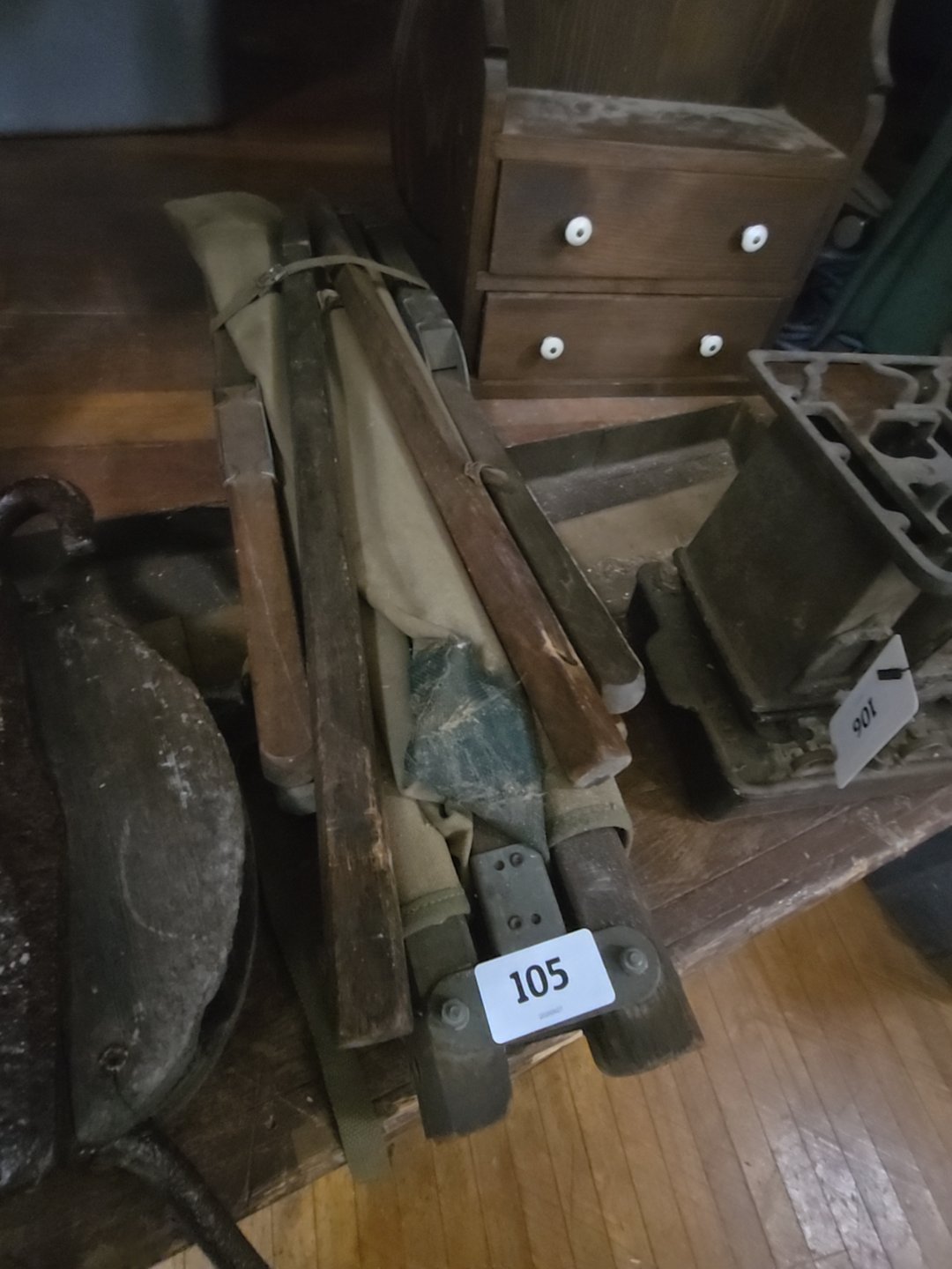 vintage military folding cot