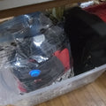 Lot 053 - Box Lot of Miscellaneous Linens and Suitcase