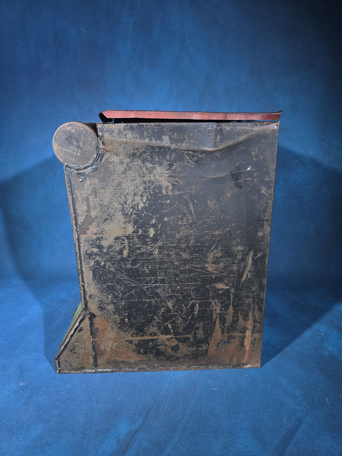 Antique Hand-Painted and Lithographed General Store Coffee Bin with Japanesque Portrait of a Woman with Bird