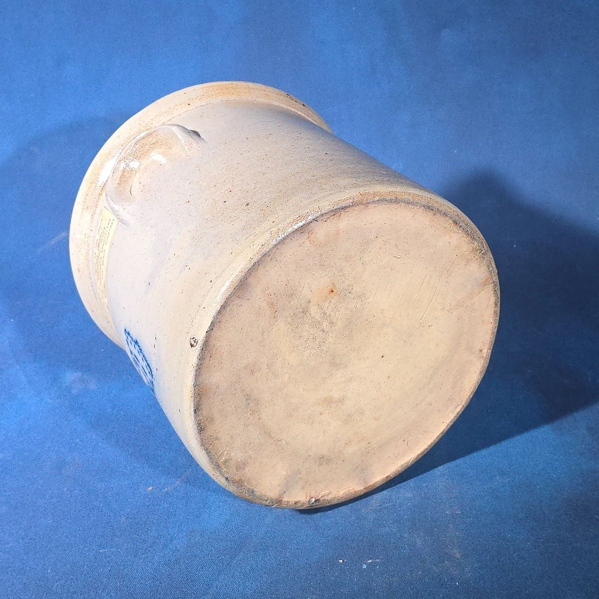 Antique Salt-Glazed Stoneware Crock with Blue Stenciled Clasped Hands Design, Attributed to Somerset Potters Works, Somerset, Massachusetts, Circa 1847-1891