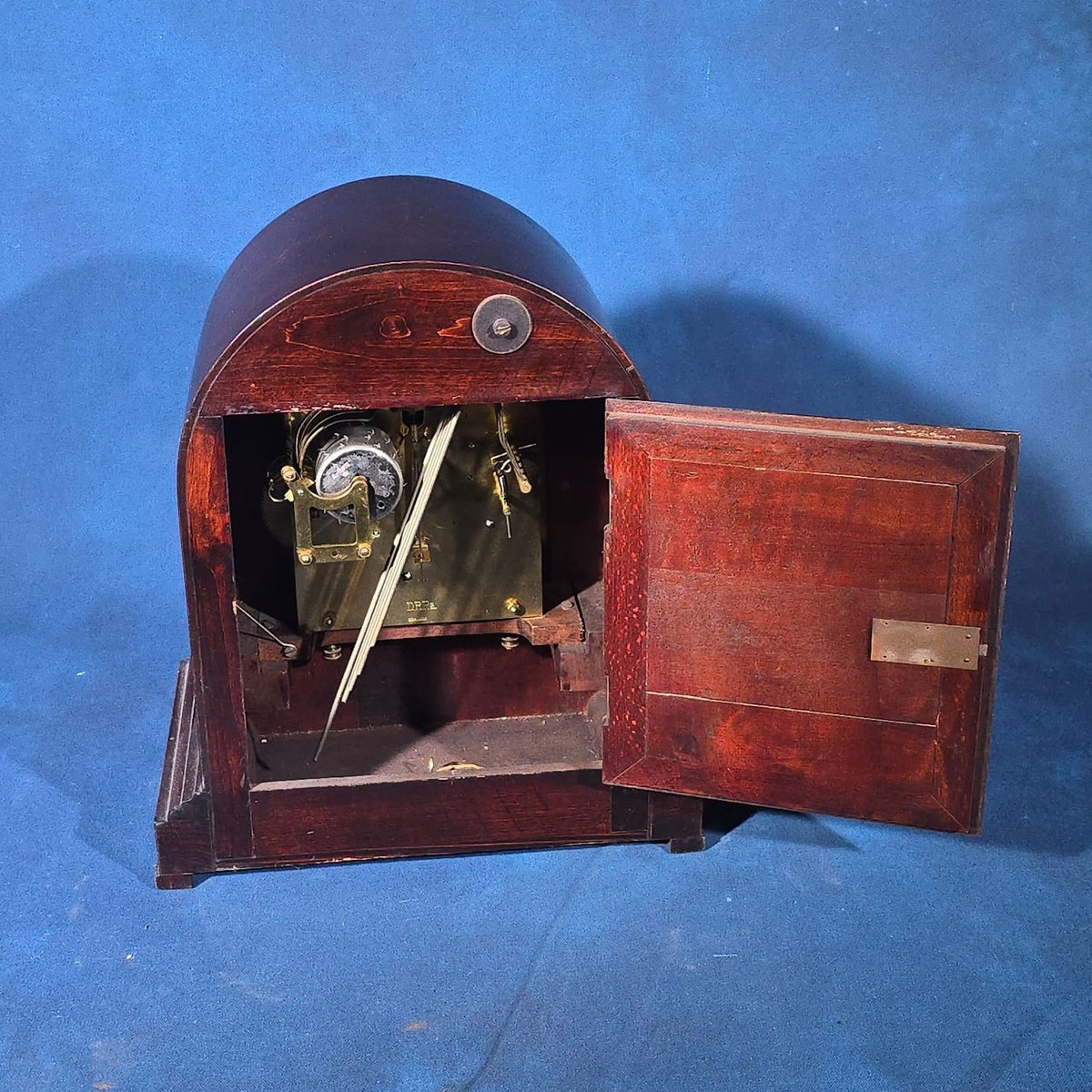 Antique German Mahogany Beehive Mantel Clock with Chime, Manufactured by Junghans, with Key and Pendulum