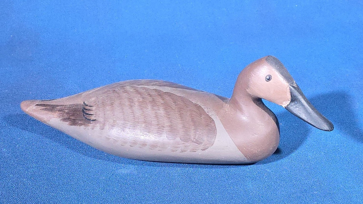 Trio of Vintage Carved Wood Duck Figures including One Painted and Signed Capt. Harry Jobes