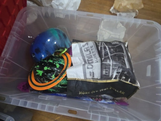 box lot of miscellaneous sporting goods and more