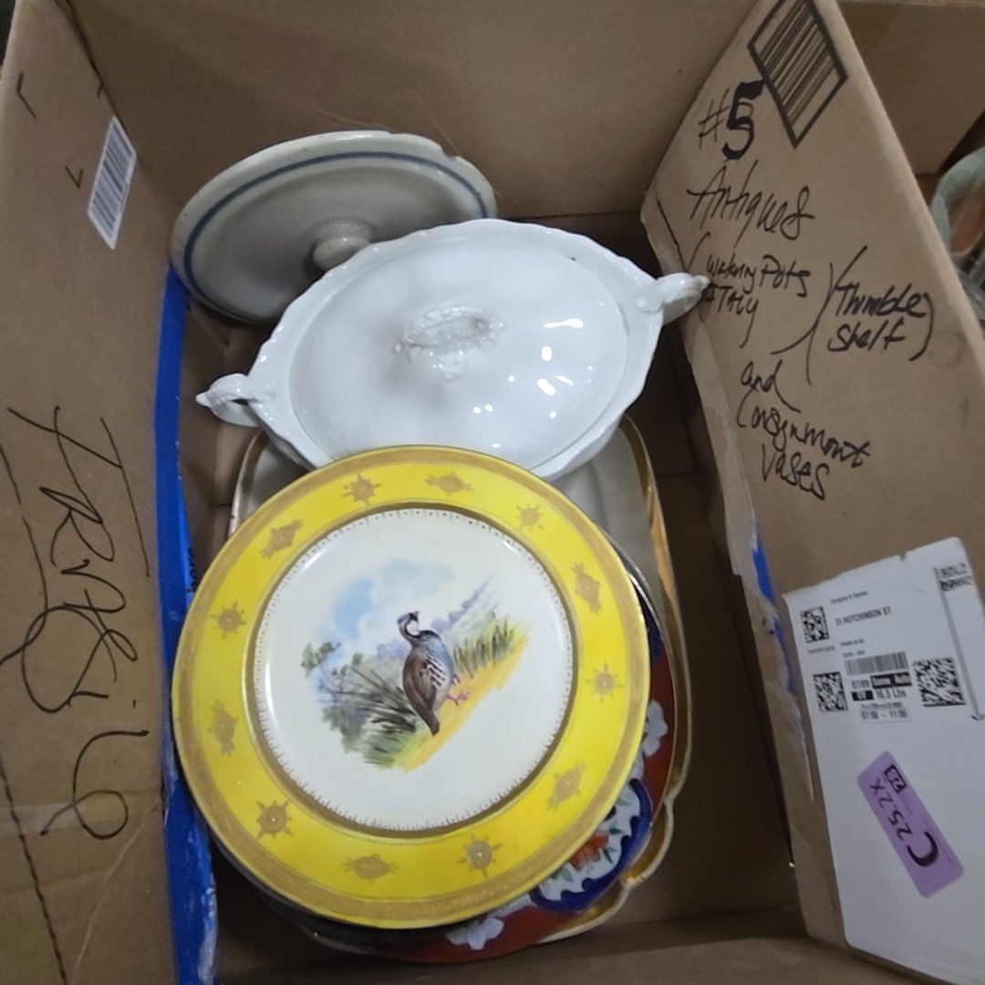 Box lot of pottery and plates