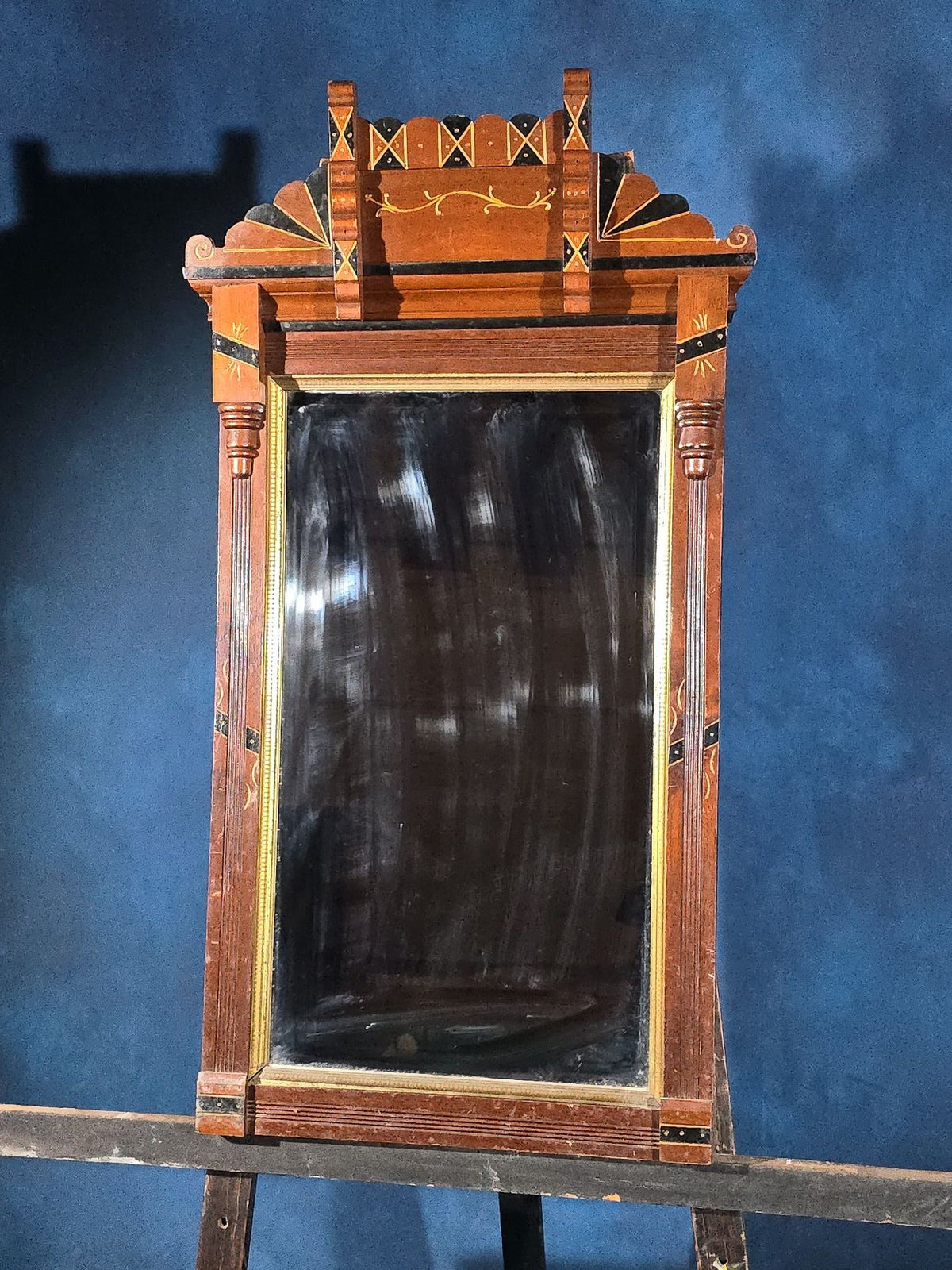Antique Eastlake Wall Mirror with Gilt and Ebonized Accents