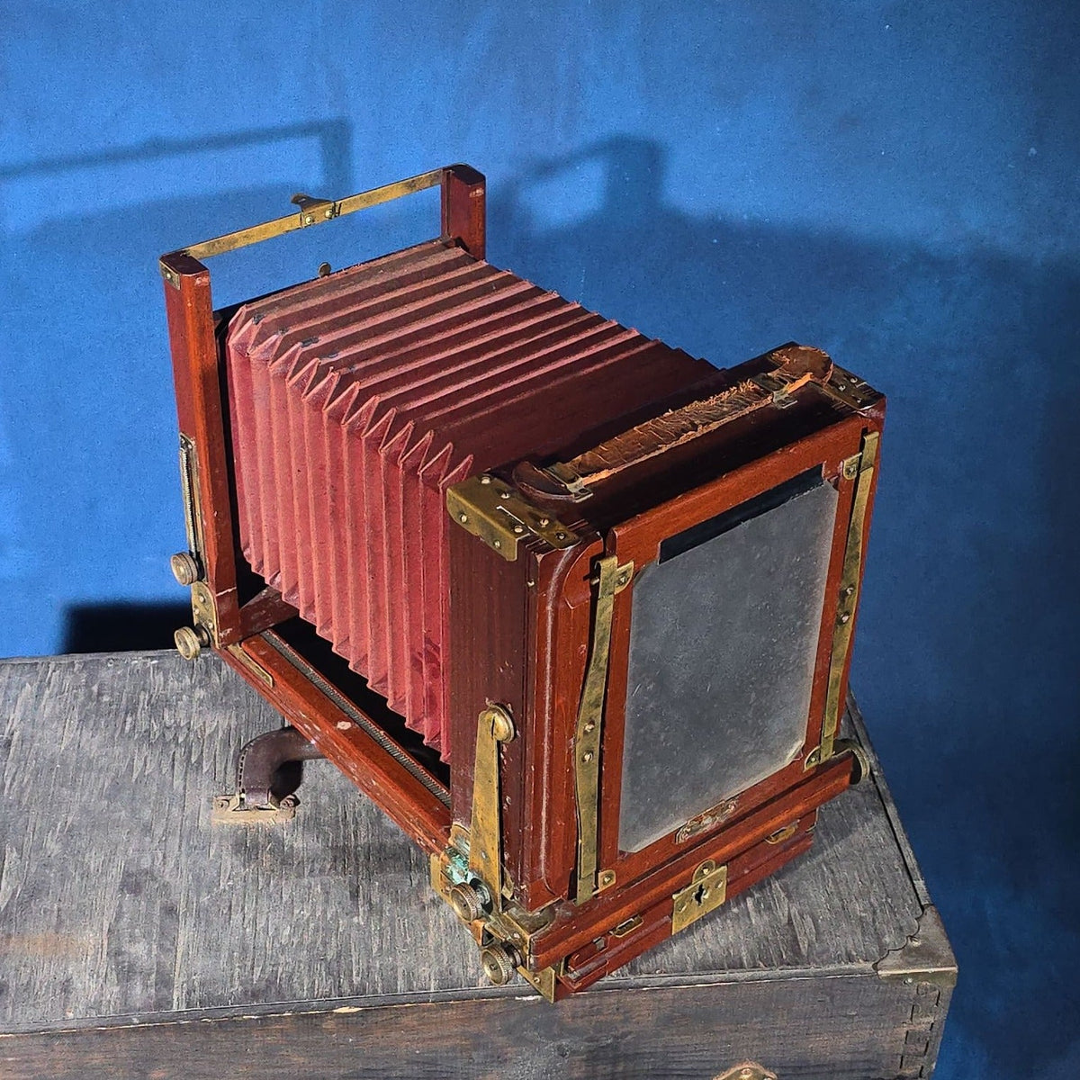 Antique Eastman View No. 2 Large Format Folding Camera with Bausch & Lomb Volute Shutter, Manufactured by Eastman Kodak Co., Rochester, New York