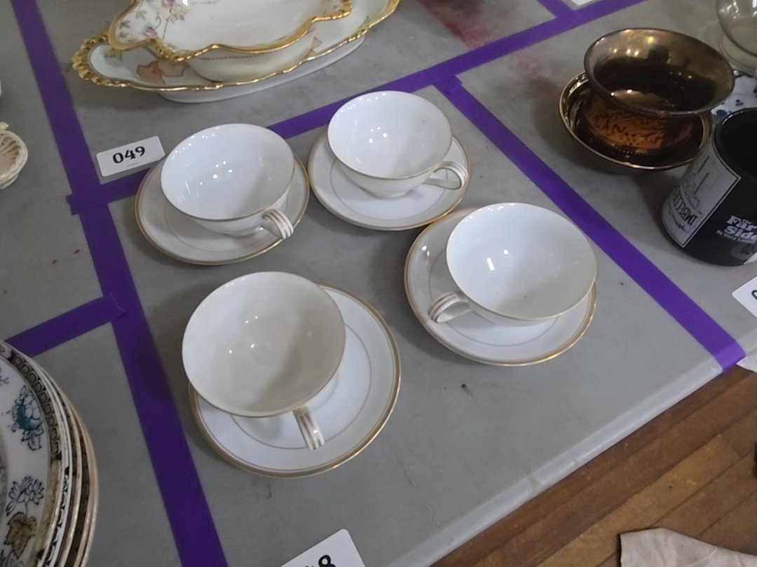 group of four cups and saucers, Noritake china, Japan